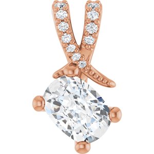 10K Rose Gold 7x5 mm Elongated Cushion Pendant Mounting