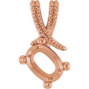 14K Rose Gold 7x5 mm Elongated Cushion Pendant Mounting – image 2