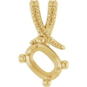 18K Yellow Gold 7x5 mm Elongated Cushion Pendant Mounting – image 2