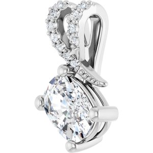 10K White Gold 7x5 mm Elongated Cushion Pendant Mounting – image 3