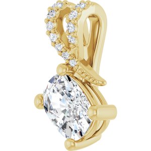 14K Yellow Gold 7x5 mm Elongated Cushion Pendant Mounting – image 3