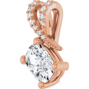 10K Rose Gold 7x5 mm Elongated Cushion Pendant Mounting – image 3