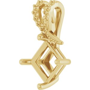 18K Yellow Gold 6.5x6.5 mm Square Pendant Mounting – image 4