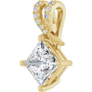 14K Yellow Gold 6.5x6.5 mm Square Pendant Mounting – image 3