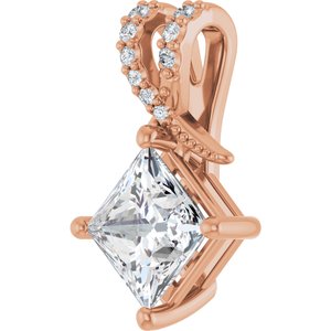 18K Rose Gold 6.5x6.5 mm Square Pendant Mounting – image 3