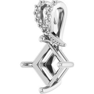14K X1 White Gold 6.5x6.5 mm Square Pendant Mounting – image 4