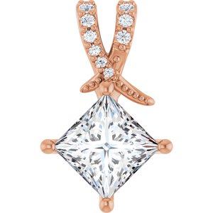 18K Rose Gold 6.5x6.5 mm Square Pendant Mounting