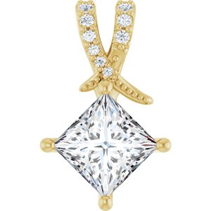 18K Yellow Gold 6.5x6.5 mm Square Pendant Mounting