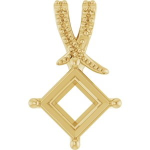 14K Yellow Gold 6.5x6.5 mm Square Pendant Mounting – image 2