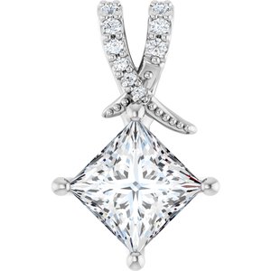 18K White Gold 6.5x6.5 mm Square Pendant Mounting