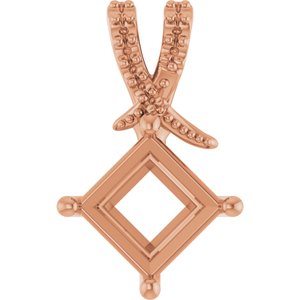 18K Rose Gold 6.5x6.5 mm Square Pendant Mounting – image 2
