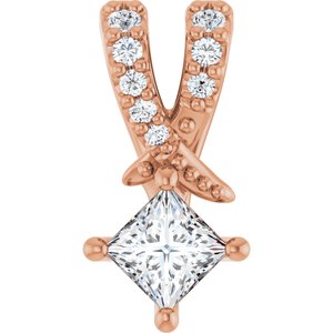 14K Rose Gold 3x3 mm Square Pendant Mounting