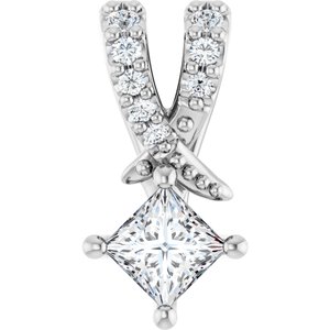 14K X1 White Gold 3x3 mm Square Pendant Mounting