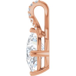 10K Rose Gold 12x10 mm Elongated Cushion Pendant Mounting – image 5