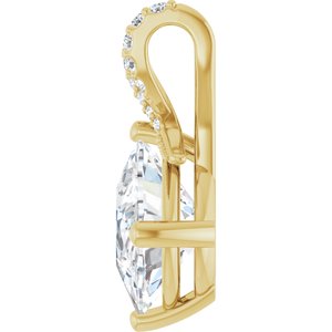 14K Yellow Gold 12x10 mm Elongated Cushion Pendant Mounting – image 5