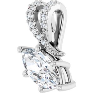 14K White Gold 9x4.5 mm Marquise Pendant Mounting – image 3