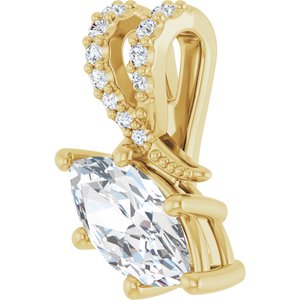 14K Yellow Gold 9x4.5 mm Marquise Pendant Mounting – image 3