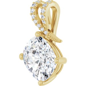 14K Yellow Gold 12x10 mm Elongated Cushion Pendant Mounting – image 3