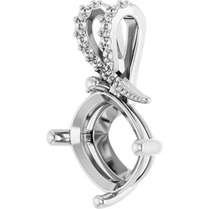 14K White Gold 12x10 mm Elongated Cushion Pendant Mounting – image 4