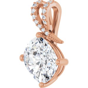 10K Rose Gold 12x10 mm Elongated Cushion Pendant Mounting – image 3