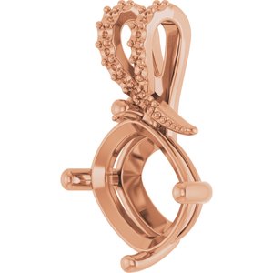 14K Rose Gold 12x10 mm Elongated Cushion Pendant Mounting – image 4