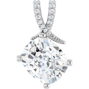 Platinum 12x10 mm Elongated Cushion Pendant Mounting