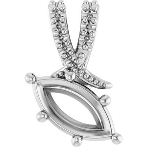 10K White Gold 9x4.5 mm Marquise Pendant Mounting – image 2