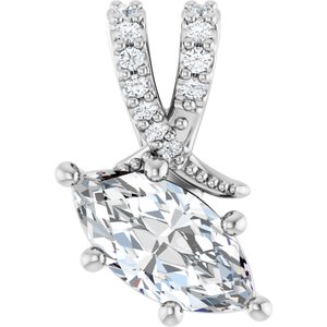 10K White Gold 9x4.5 mm Marquise Pendant Mounting