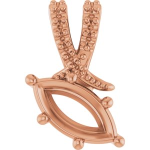 14K Rose Gold 9x4.5 mm Marquise Pendant Mounting – image 2