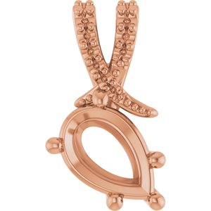 10K Rose Gold 9x6 mm Pear Pendant Mounting – image 2