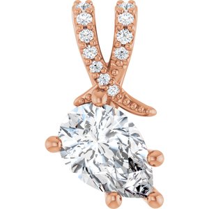 10K Rose Gold 9x6 mm Pear Pendant Mounting