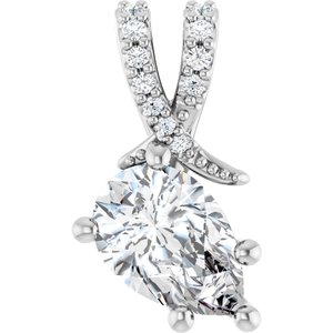 14K White Gold 9x6 mm Pear Pendant Mounting