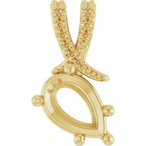 10K Yellow Gold 9x6 mm Pear Pendant Mounting – image 2