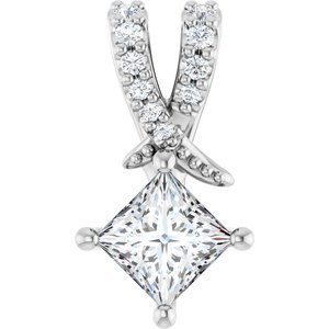 10K White Gold 4x4 mm Square Pendant Mounting