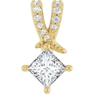 10K Yellow Gold 4x4 mm Square Pendant Mounting