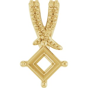 14K Yellow Gold 4x4 mm Square Pendant Mounting – image 2