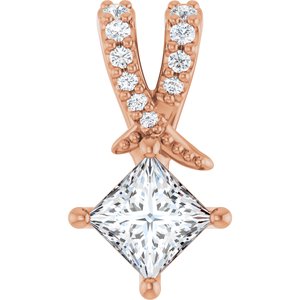 14K Rose Gold 4x4 mm Square Pendant Mounting