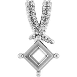 Sterling Silver 4x4 mm Square Pendant Mounting – image 2