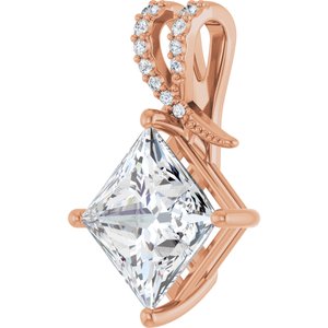 18K Rose Gold 10x10 mm Square Pendant Mounting – image 3