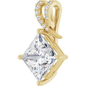 10K Yellow Gold 10x10 mm Square Pendant Mounting – image 3