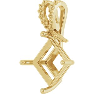 18K Yellow Gold 10x10 mm Square Pendant Mounting – image 4