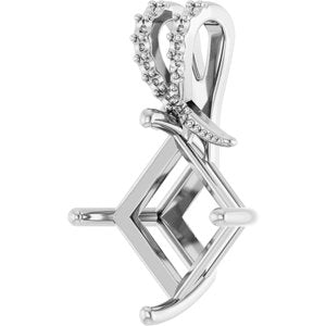 14K White Gold 10x10 mm Square Pendant Mounting – image 4