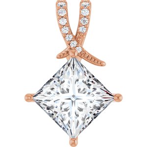 18K Rose Gold 10x10 mm Square Pendant Mounting