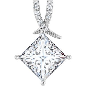 14K White Gold 10x10 mm Square Pendant Mounting