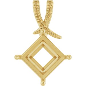 18K Yellow Gold 10x10 mm Square Pendant Mounting – image 2