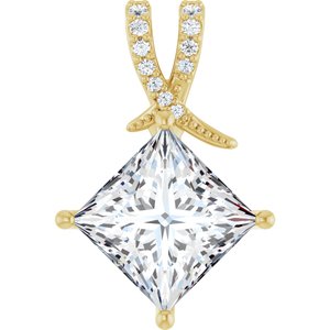18K Yellow Gold 10x10 mm Square Pendant Mounting