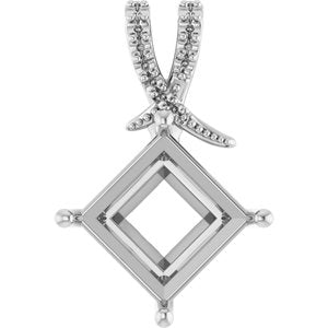 14K X1 White Gold 10x10 mm Square Pendant Mounting – image 2