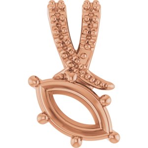 18K Rose Gold 8x4.5 mm Marquise Pendant Mounting – image 2