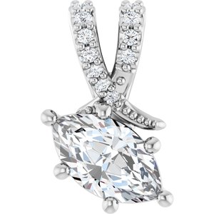 10K White Gold 8x4.5 mm Marquise Pendant Mounting