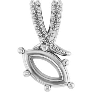 Sterling Silver 8x4.5 mm Marquise Pendant Mounting – image 2